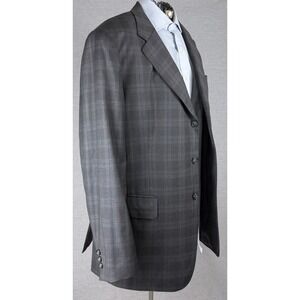 Bespoke Loro‎ Piana Super 120s Wool Blazer Grey Plaid Sport Coat 40R Italy